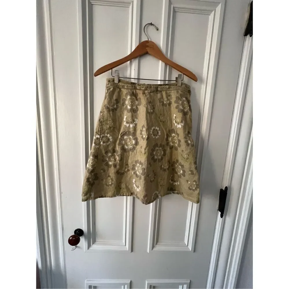 H&M kahaki green floral cotton skirt 6